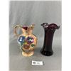 Image 1 : Pretty J. Fryer & Son Tunstall England Jug & Handblown Amethyst Glass Vase Approx 8" Tall