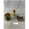 Image 1 : Vintage Artamount Made In Italy Brass 3" H Holder, 3.5" Brass "Hazebrouce 1916" Vase & Inkwell In Ha