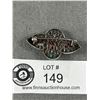 Image 2 : Antique Sterling Silver Tested, Enameled  Brooch with Genuine Stones