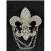 Image 2 : Fleur de Lis with Skull Rhinestone Brooch