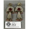 Image 1 : Vintage Red & White Rhinestone Earrings