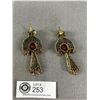 Image 2 : Vintage Red & White Rhinestone Earrings