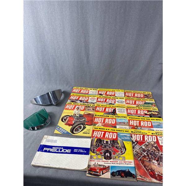 1958/59 Hot Rod Magazines, '82 Honda Prelude Owners Manual & Headlight Visors