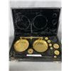 Image 2 : Vintage Canada Made Stone Art, Old Chum Tobacco Tin, Brass Scale w/Weights & Tin "Matches" Box