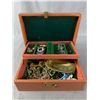 Image 1 : Vintage Velour Lined 10" x 7" x 3.5" Jewelry Box w/Contents