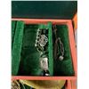 Image 3 : Vintage Velour Lined 10" x 7" x 3.5" Jewelry Box w/Contents