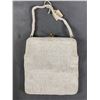 Image 1 : Vintage White Hand Beaded Purse (Both Sides). Made In Japan