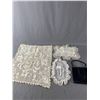 Image 1 : Vintage Soft Vinyl Purse w/ Clasp Closure.11" H w/Handle x 6.75" W & Handmade Crochet  22" x 20" Tab