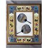 Image 2 : Vintage Lacquered Inlaid Look Framed Asian Pictures 15" x 13" & 9.75" x 12" & Battery Operated 11.5"
