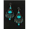 Image 1 : Blue Rhinestone Chandelier Earrings