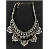 Image 1 : Unusual Metal Two tier Bead & Stones Necklace