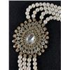 Image 2 : 4 Strand Pearl Necklace with Rhinestone Inset Off Center Piece