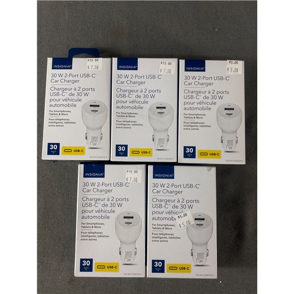 5 - NIB Insignia 30w 2-Port USB-C Car Chargers For Smartphones, Tablets & More