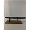 Image 1 : Katana Sword w/ Braided Tsuka On Wood Display Stand. Approx. 18.5" L