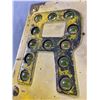 Image 2 : Rare Vintage Metal Rail Sign w/ Yellow Green Marble Reflectors. Approx. 20" x 8"
