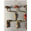 Image 2 : Vintage Lot Of 5 Hand Crank Metal Drills w/ Wood Handles