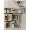 Image 3 : Vintage Lot Of 5 Hand Crank Metal Drills w/ Wood Handles