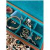 Image 5 : Vintage Wood Jewelry Box w/ Drawer & Lots Of Compartments. Assorted Jewelry Included. Approx. 13" x 