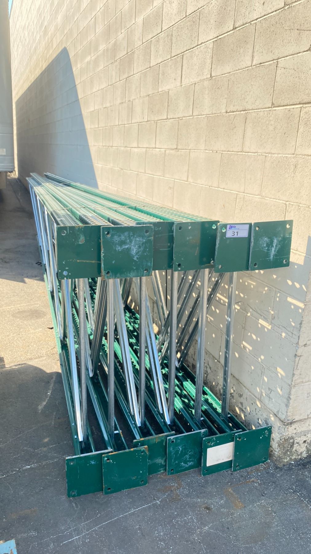 6 GREEN RACKSTEEL 20' X 42' PALLET RACKING UPRIGHTS WITH 30 ORANGE 8 ...