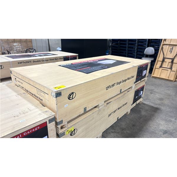 ALLMETAL K1220 UNUSED 12' X 20' SINGLE STEEL METAL OUTDOOR INDUSTRIAL GARAGE / SHED *IN CRATE*