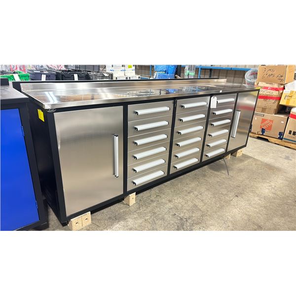 STEELMAN 18 DRAWER/ 2 CABINETS STEEL FRONT 10' WORK BENCH