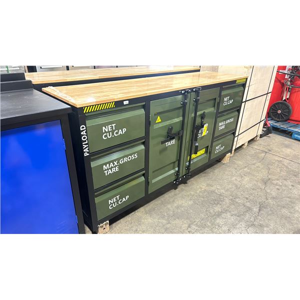 STEELMAN 6 DRAWER/2 DOOR CENTER CABINET MILITARY GREEN 6.5' WORK BENCH