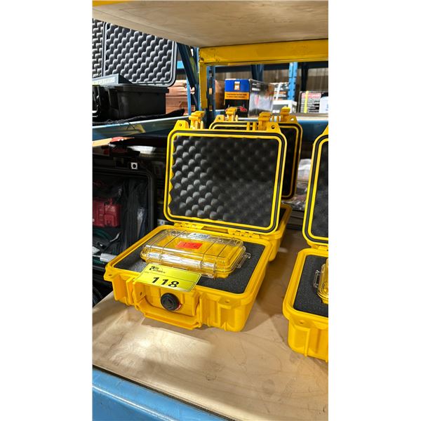 2 PELICAN 1200 YELLOW COMMERCIAL PRODUCTION TRANSPORT CASES WITH PELICAN 1050 MICRO CASES