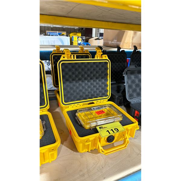 2 PELICAN 1200 YELLOW COMMERCIAL PRODUCTION TRANSPORT CASES WITH PELICAN 1050 MICRO CASES