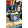 Image 1 : BROTHER P-TOUCH 2730 PORTABLE LABEL PRINTER WITH RUBBERMAID BIN OF ASSORTED INK CARTRIDGES *BIN /