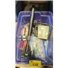 Image 2 : PLASTIC BIN OF ASSORTED CABLES, SERVER PARTS, MULTI CARD READER & HALOGEN WORK LIGHTS