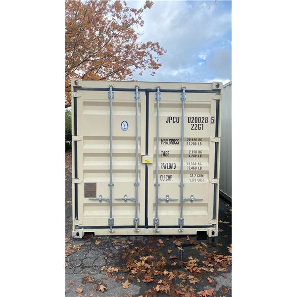 BEIGE 20' 67,200 MAX CAPACITY INDUSTRIAL TRANSPORT CONTAINER WITH DUAL SWING REAR DOOR WITH