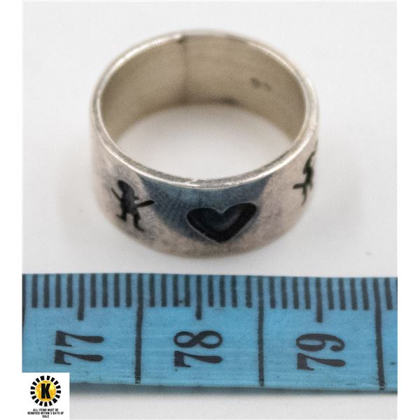 STERLING SILVER WIDE BAND HEART RING