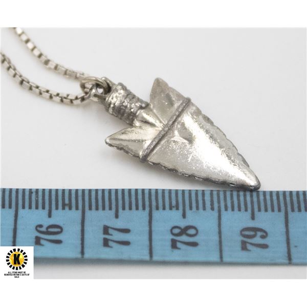 STERLING BOX LINK CHAIN W/ ARROWHEAD PENDANT