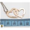 Image 1 : SILVER NECKLACE DOUBLE HEART CHARM 925