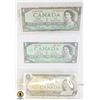 Image 1 : THE LAST 3 $1 BILLS CANADA 1954,1967,1973