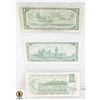 Image 2 : THE LAST 3 $1 BILLS CANADA 1954,1967,1973