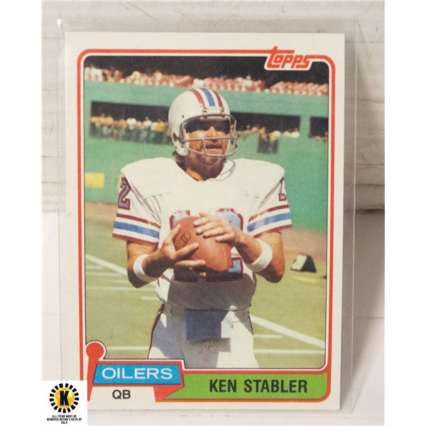 1981 TOPPS KEN STABLER CARD NUMBER 405