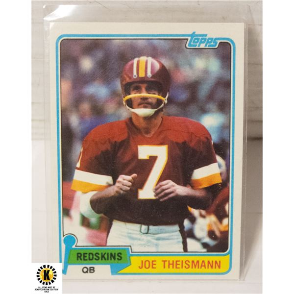 1981 TOPPS JOE THEISMANN CARD NUMBER 165