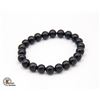 Image 1 : #167- NATURAL BLACK OBSIDIAN BEAD BRACELET 7.5"