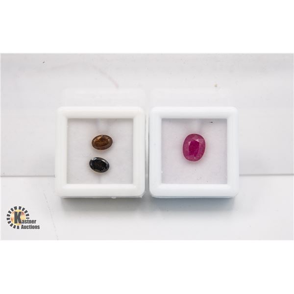 #196- HEATED RUBY 2.93CT & BROWN TOURMALINE 1.80CT