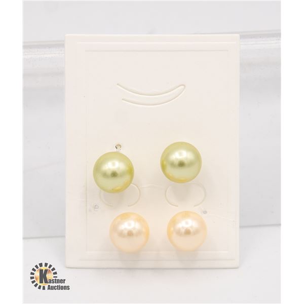 #37-SEA SHELL PEARL EARRINGS 2 PAIR