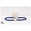 Image 1 : #17- NATURAL DARK  BLUE JADE  ,PEARL ,BRACELET ,EA