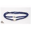 Image 1 : #16- NATURAL DARK BLUE JADE ,PEARL  NECKLACE 18"