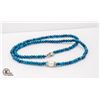 Image 1 : #02-NATURAL BLUE APATITE , PEARL NECKLACE  18"