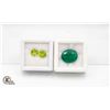 Image 1 : #74-GREEN PERIDOT 2.35CT & JADE 9.75 CT  GEMSTONES