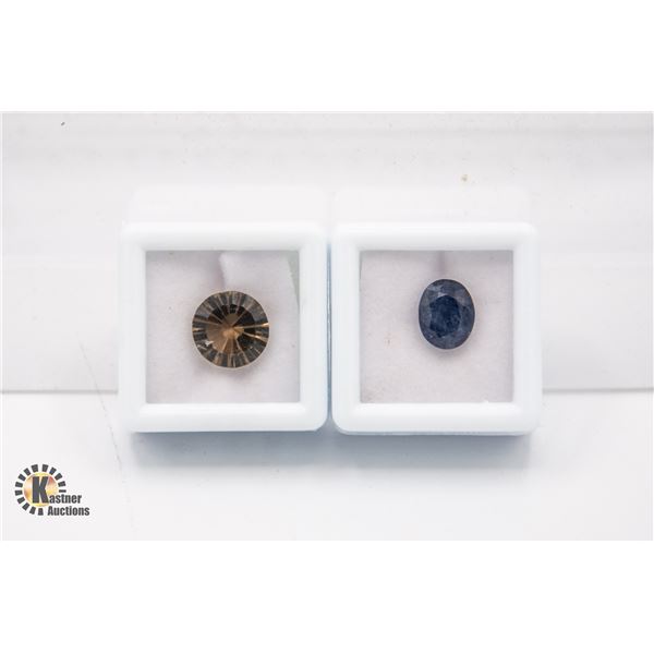 #193-HEATED SAPPHIRE 3.60CT & SMOKY QZ 4.20CT