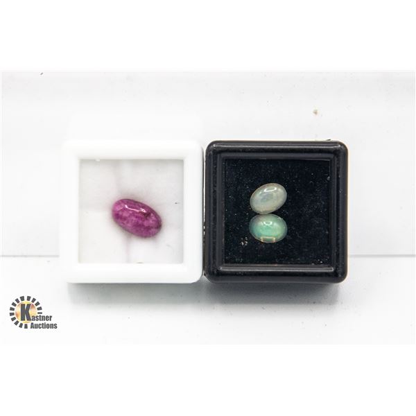 #80-HEATED RUBY 4.30CT & OPAL GEMSTONES 1.50CT