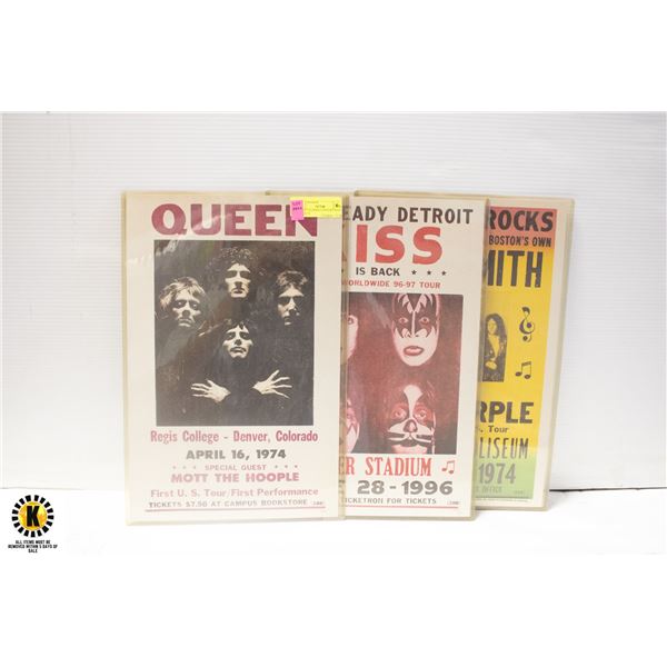 LOT OF 3 CLASSIC CONCERT POSTER REPRINTS