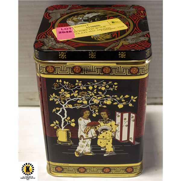 COLLECTORS TIN W/1LB CHOCOLATE MACAROONS