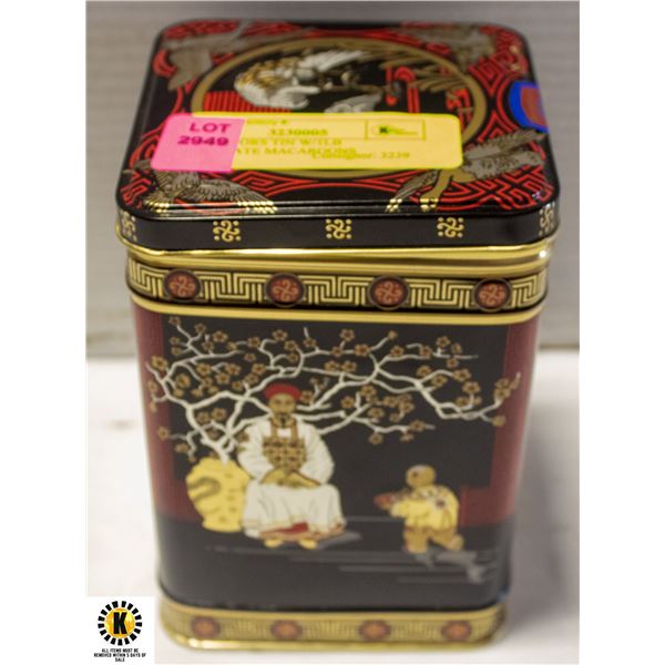 COLLECTORS TIN W/1LB CHOCOLATE MACAROONS